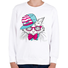 PRINTFASHION Snapback Cat - Gyerek pulóver - Fehér gyerek pulóver, kardigán