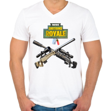 PRINTFASHION Snipers Fortnite - Férfi V-nyakú póló - Fehér férfi póló