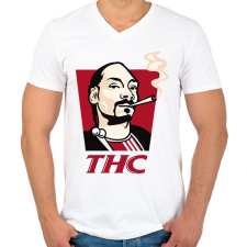 PRINTFASHION Snoop THC Dogg - Férfi V-nyakú póló - Fehér férfi póló