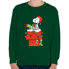 PRINTFASHION Snoopy Christmas - Gyerek pulóver - Sötétzöld