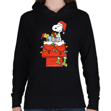 PRINTFASHION Snoopy Christmas - Női kapucnis pulóver - Fekete női pulóver, kardigán