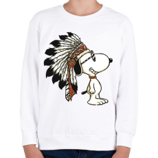 PRINTFASHION Snoopy indián - Gyerek pulóver - Fehér