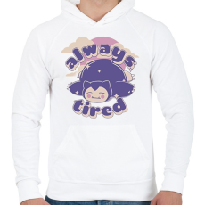 PRINTFASHION Snorlax always tired - Férfi kapucnis pulóver - Fehér