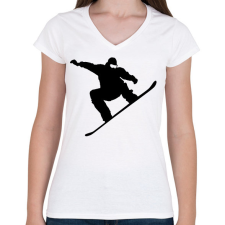 PRINTFASHION Snowboard /03 - Női V-nyakú póló - Fehér női póló