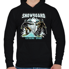 PRINTFASHION Snowboard extreme sport - Férfi kapucnis pulóver - Fekete férfi pulóver, kardigán
