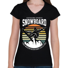 PRINTFASHION Snowboard extreme sport - Női V-nyakú póló - Fekete női póló