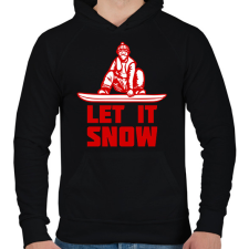 PRINTFASHION SNOWBOARD LET IT SNOW - Férfi kapucnis pulóver - Fekete férfi pulóver, kardigán