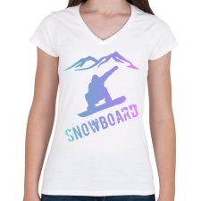PRINTFASHION snowboard  - Női V-nyakú póló - Fehér női póló
