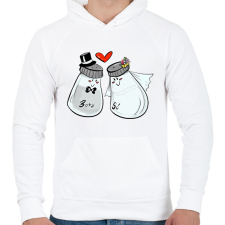 PRINTFASHION Só és bors - Férfi kapucnis pulóver - Fehér férfi pulóver, kardigán