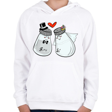 PRINTFASHION Só és bors - Gyerek kapucnis pulóver - Fehér