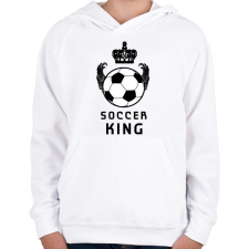 PRINTFASHION SOCCER KING - Gyerek kapucnis pulóver - Fehér gyerek pulóver, kardigán