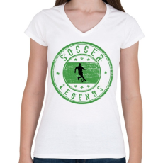 PRINTFASHION soccer legengds - Női V-nyakú póló - Fehér