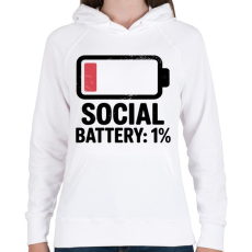 PRINTFASHION Social Battery - Női kapucnis pulóver - Fehér