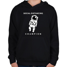 PRINTFASHION Social Distancing Champion - Gyerek kapucnis pulóver - Fekete