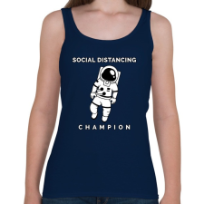 PRINTFASHION Social Distancing Champion - Női atléta - Sötétkék női trikó