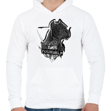 PRINTFASHION soha ne veszítsd el önmagad - Férfi kapucnis pulóver - Fehér férfi pulóver, kardigán