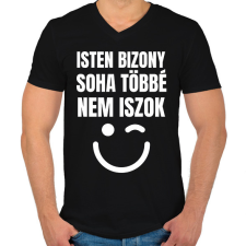 PRINTFASHION SOHA TÖBBÉ NEM ISZOK - Férfi V-nyakú póló - Fekete férfi póló