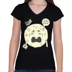 PRINTFASHION Soha többé nem látogatnak meg - Női V-nyakú póló - Fekete