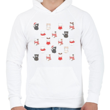 PRINTFASHION Sok cica kis helyen - Férfi kapucnis pulóver - Fehér férfi pulóver, kardigán