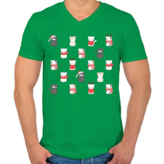 PRINTFASHION Sok cica kis helyen - Férfi V-nyakú póló - Zöld