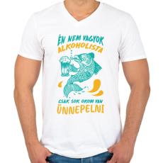 PRINTFASHION Sok okom van ünnepelni - Férfi V-nyakú póló - Fehér