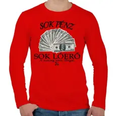 PRINTFASHION Sok pénz- Sok lóerő - Férfi hosszú ujjú póló - Piros