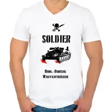 PRINTFASHION SOLDIER-rhm - Férfi V-nyakú póló - Fehér férfi póló