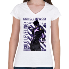PRINTFASHION Solo Leveling Arise  - Női V-nyakú póló - Fehér