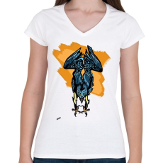 PRINTFASHION Sólyom támadásban - Női V-nyakú póló - Fehér