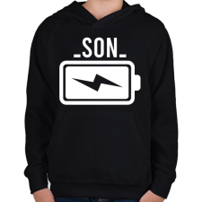 PRINTFASHION Son battery - Gyerek kapucnis pulóver - Fekete gyerek pulóver, kardigán