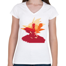 PRINTFASHION Son Goku - Női V-nyakú póló - Fehér női póló