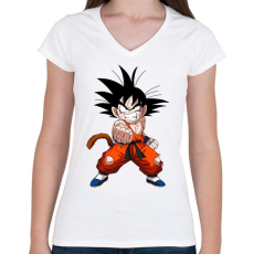PRINTFASHION Son Goten - Női V-nyakú póló - Fehér