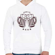 PRINTFASHION Sons of beer - Férfi kapucnis pulóver - Fehér férfi pulóver, kardigán
