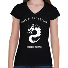 PRINTFASHION SONSOF THE DRAGON - Női V-nyakú póló - Fekete