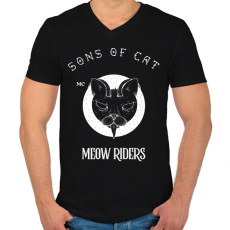 PRINTFASHION SONSOFCAT - Férfi V-nyakú póló - Fekete