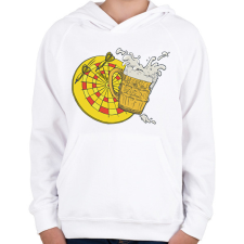 PRINTFASHION Sör és darts - Gyerek kapucnis pulóver - Fehér gyerek pulóver, kardigán