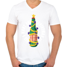 PRINTFASHION Sör karácsonyfa - Férfi V-nyakú póló - Fehér férfi póló