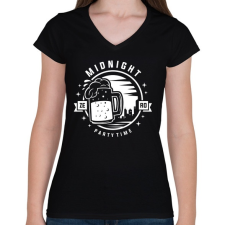 PRINTFASHION Sör Party - Női V-nyakú póló - Fekete női póló