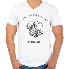 PRINTFASHION SOR TESTVERISEGE - Férfi V-nyakú póló - Fehér férfi póló