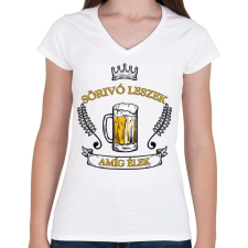 PRINTFASHION Sörivó leszek - Női V-nyakú póló - Fehér női póló