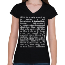 PRINTFASHION Sorok között - Női V-nyakú póló - Fekete női póló