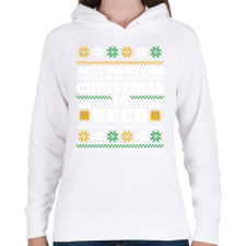 PRINTFASHION Sörös karácsonyi csúnya pulcsi - Női kapucnis pulóver - Fehér női pulóver, kardigán