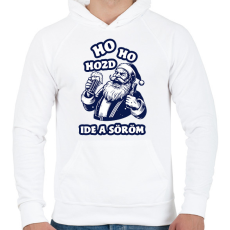 PRINTFASHION Sörös Mikulás - Férfi kapucnis pulóver - Fehér