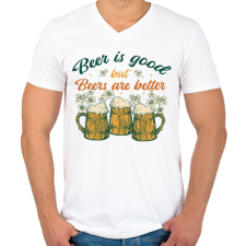 PRINTFASHION Sörös mottó - Férfi V-nyakú póló - Fehér férfi póló