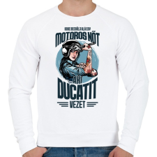 PRINTFASHION Sose becsülj alá egy motoros nőt - Ducati - Férfi pulóver - Fehér férfi pulóver, kardigán