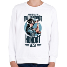 PRINTFASHION Sose becsülj alá egy motors nőt - Honda - Gyerek pulóver - Fehér gyerek pulóver, kardigán
