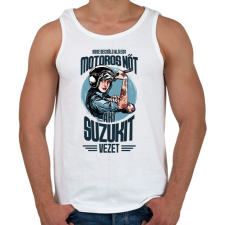PRINTFASHION Sose becsülj alá egy motors nőt - Suzuki - Férfi atléta - Fehér atléta, trikó