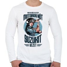 PRINTFASHION Sose becsülj alá egy motors nőt - Suzuki - Férfi hosszú ujjú póló - Fehér