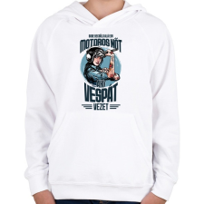 PRINTFASHION Sose becsülj alá egy motors nőt - Vespa - Gyerek kapucnis pulóver - Fehér gyerek pulóver, kardigán