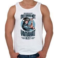 PRINTFASHION Sose becsülj alá egy motors nőt - Yamaha - Férfi atléta - Fehér atléta, trikó
